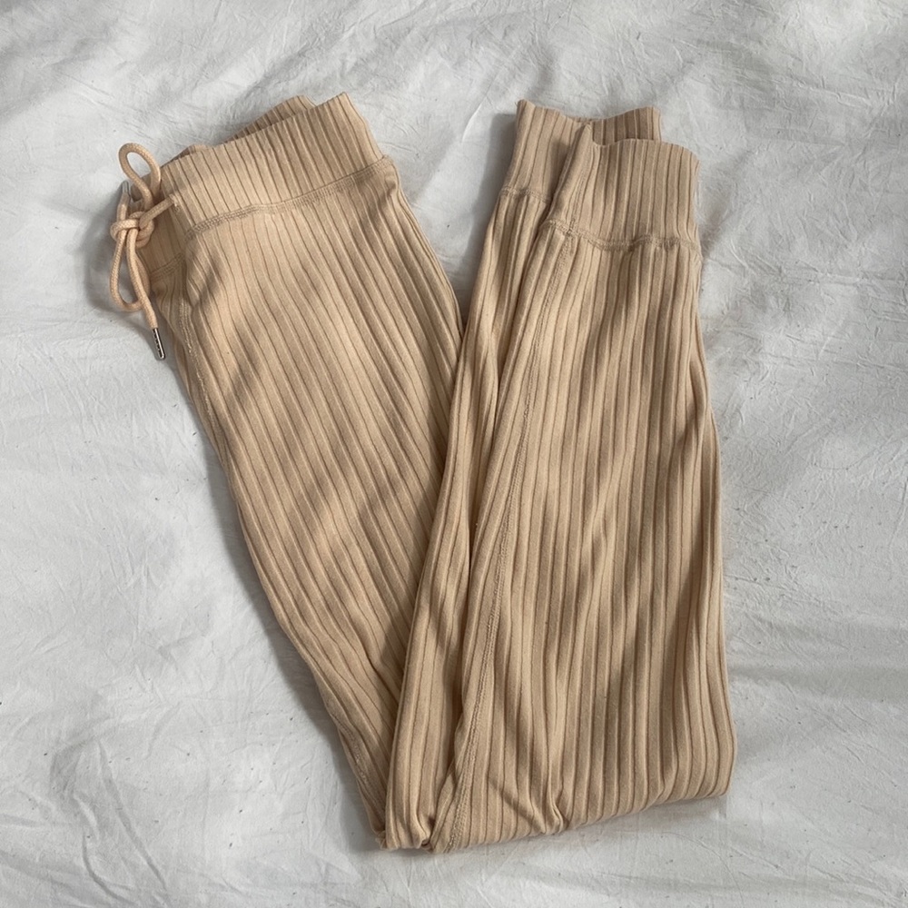 Tiger Mist Ribbed Peach Colored Joggers
